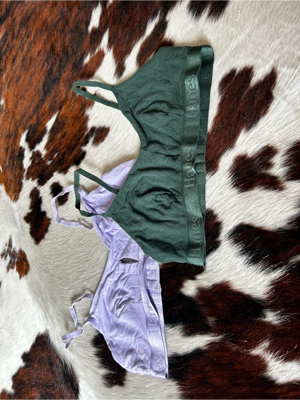 Hanes Seamless Stretch Bralettes in Forest Green & Lavender